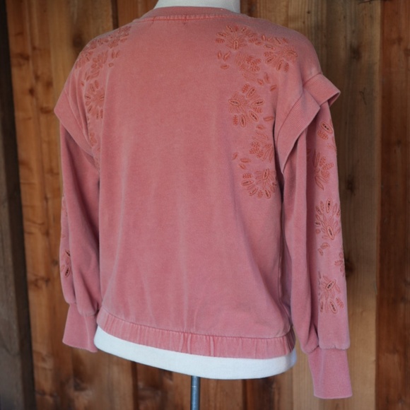 Democracy Long Sleeve Flange Shoulder Mineral Wash Sweatshirt In Toasted Pumpkin - Picture 11 of 17